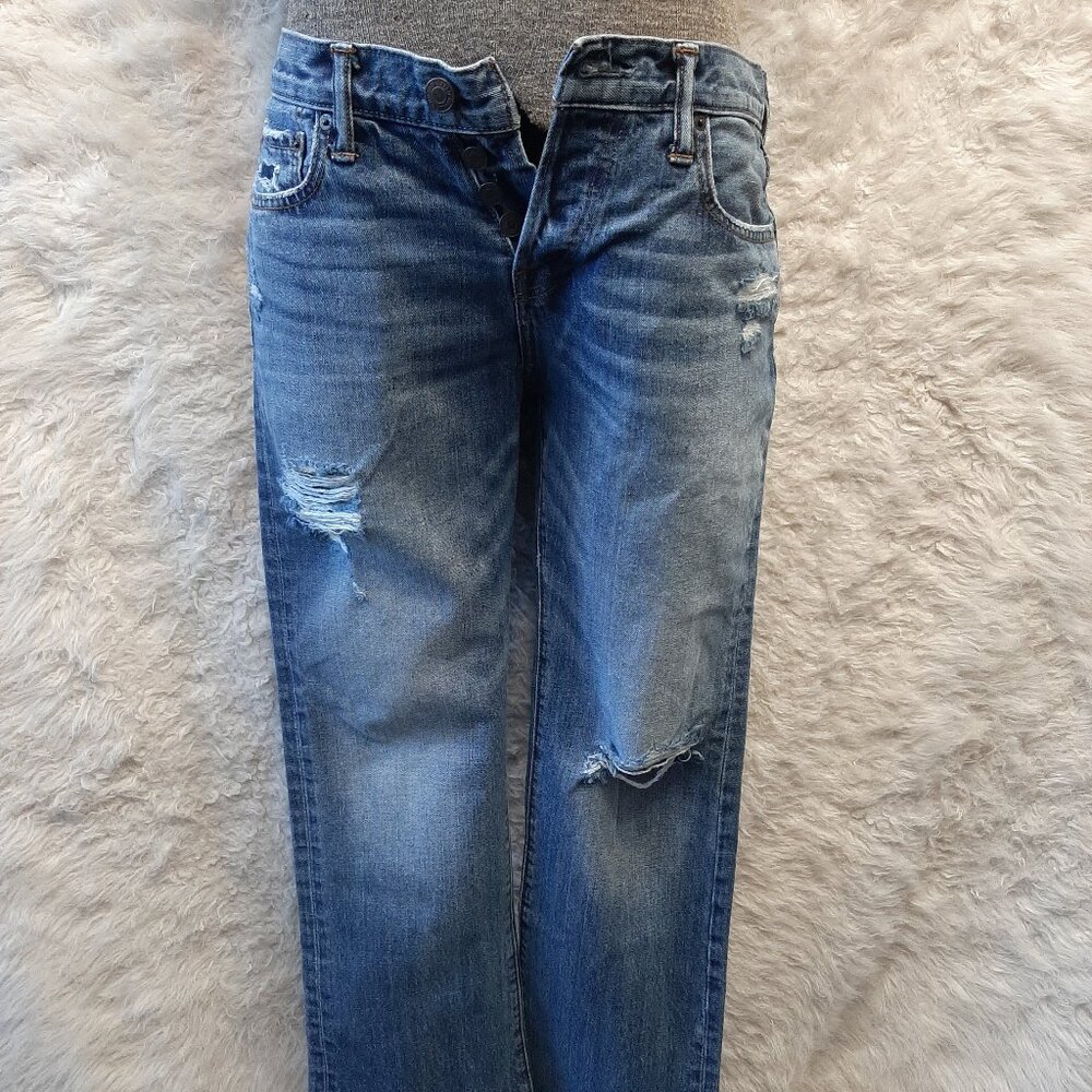 Abercrombie&Fitch Button Fly Distressed Ripped Boot Cut Denim Jean W31L30
